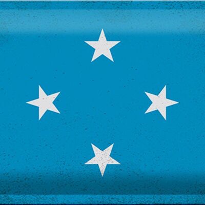 Signe en étain drapeau Micronésie 30x20cm Micronésie Vintage