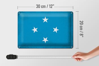 Signe en étain drapeau Micronésie 30x20cm Micronésie Vintage 4