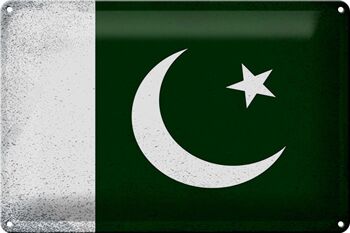 Signe en étain drapeau Pakistan 30x20cm drapeau Pakistan Vintage 1