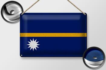 Signe en étain drapeau Nauru 30x20cm drapeau de Nauru Vintage 2