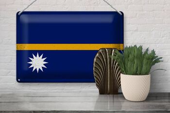 Signe en étain drapeau Nauru 30x20cm drapeau de Nauru Vintage 3
