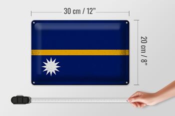Signe en étain drapeau Nauru 30x20cm drapeau de Nauru Vintage 4