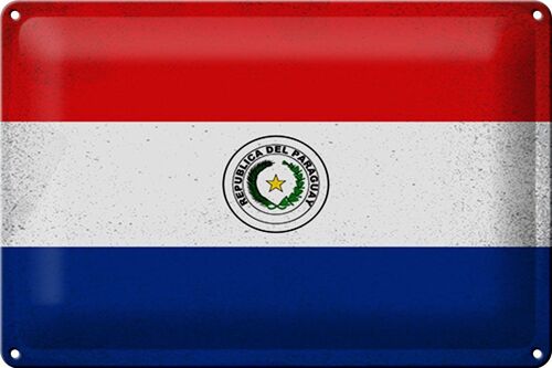 Blechschild Flagge Paraguay 30x20cm Flag Paraguay Vintage