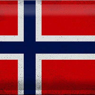 Cartel de chapa Bandera de Noruega 30x20cm Bandera de Noruega Vintage