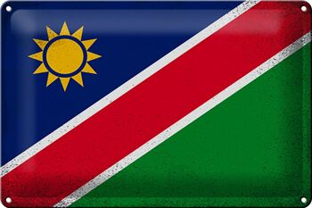 Drapeau en étain de la namibie, 30x20cm, drapeau de la namibie, Vintage 1