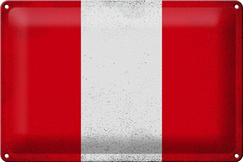 Blechschild Flagge Peru 30x20cm Flag of Peru Vintage