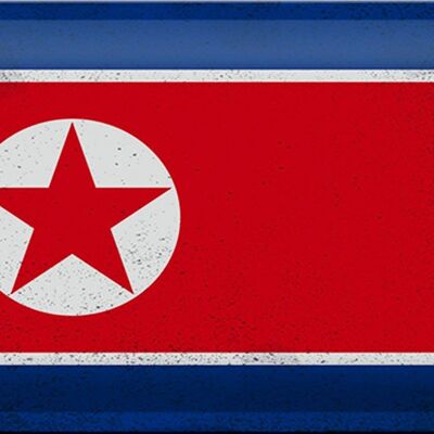 Targa in metallo Bandiera Corea del Nord 30x20 cm Corea del Nord Vintage
