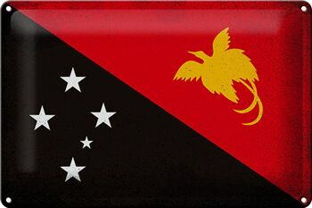 Signe en étain drapeau papouasie-nouvelle-guinée, 30x20cm, Vintage 1
