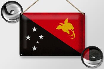 Signe en étain drapeau papouasie-nouvelle-guinée, 30x20cm, Vintage 2