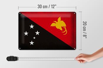Signe en étain drapeau papouasie-nouvelle-guinée, 30x20cm, Vintage 4