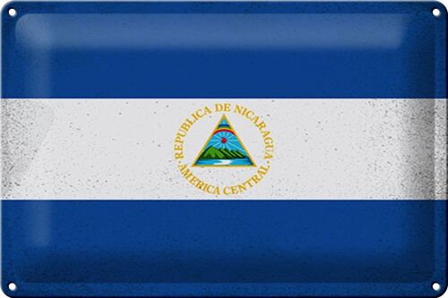 Blechschild Flagge Nicaragua 30x20cm Flag Nicaragua Vintage