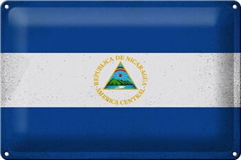 Signe en étain drapeau Nicaragua 30x20cm drapeau Nicaragua Vintage 1