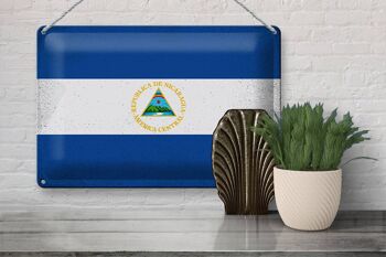 Signe en étain drapeau Nicaragua 30x20cm drapeau Nicaragua Vintage 3