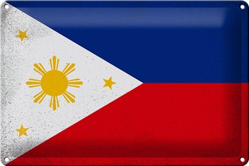 Blechschild Flagge Philippinen 30x20cm Philippines Vintage