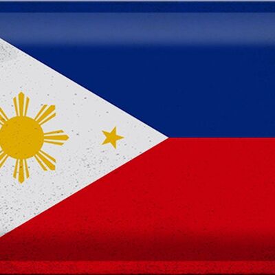 Targa in metallo Bandiera Filippine 30x20 cm Filippine Vintage