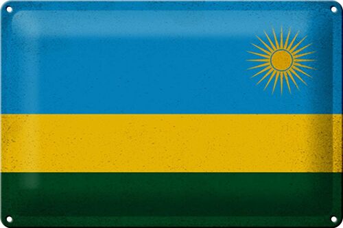 Blechschild Flagge Ruanda 30x20cm Flag of Rwanda Vintage
