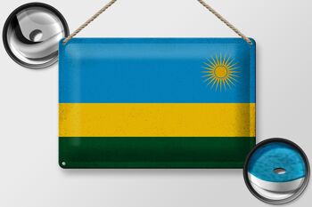 Signe en étain drapeau Rwanda 30x20cm drapeau du Rwanda Vintage 2