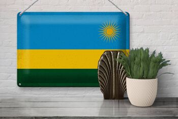 Signe en étain drapeau Rwanda 30x20cm drapeau du Rwanda Vintage 3
