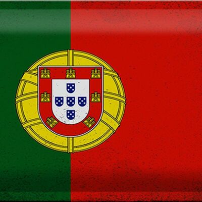 Cartel de chapa Bandera de Portugal 30x20cm Bandera de Portugal Vintage