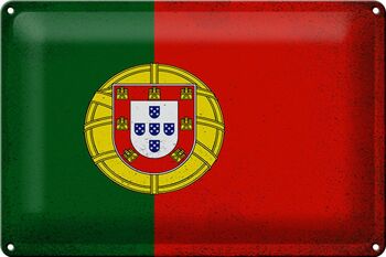 Signe en étain drapeau Portugal 30x20cm drapeau Portugal Vintage 1
