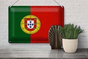 Signe en étain drapeau Portugal 30x20cm drapeau Portugal Vintage 3