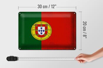 Signe en étain drapeau Portugal 30x20cm drapeau Portugal Vintage 4