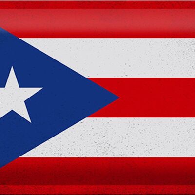 Cartel de chapa Bandera de Puerto Rico 30x20cm Puerto Rico Vintage