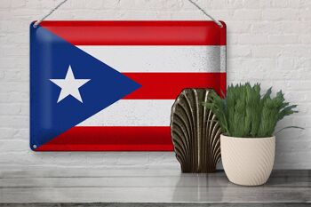 Drapeau de signe en étain de Porto Rico, 30x20cm, Vintage de Porto Rico 3