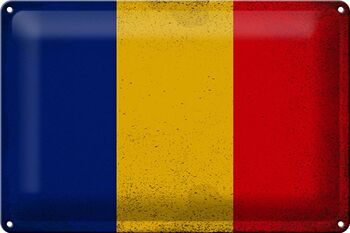 Drapeau en étain de la Roumanie, 30x20cm, drapeau de la Roumanie, Vintage 1