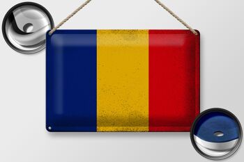 Drapeau en étain de la Roumanie, 30x20cm, drapeau de la Roumanie, Vintage 2