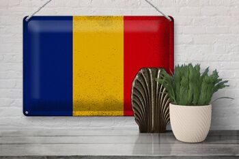 Drapeau en étain de la Roumanie, 30x20cm, drapeau de la Roumanie, Vintage 3