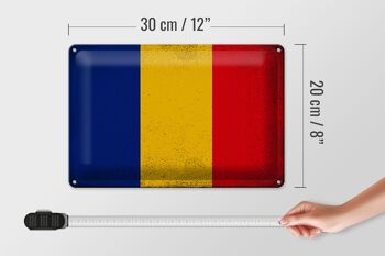 Drapeau en étain de la Roumanie, 30x20cm, drapeau de la Roumanie, Vintage 4