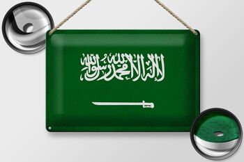 Signe en étain drapeau de l'arabie saoudite, 30x20cm, Vintage 2