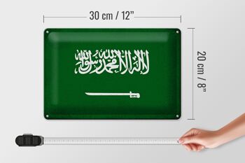 Signe en étain drapeau de l'arabie saoudite, 30x20cm, Vintage 4