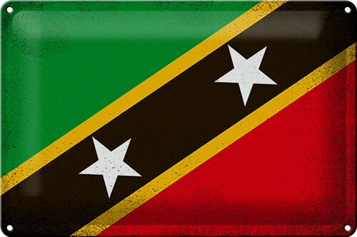 Blechschild Flagge St. Kitts und Nevis 30x20cm Flag Vintage