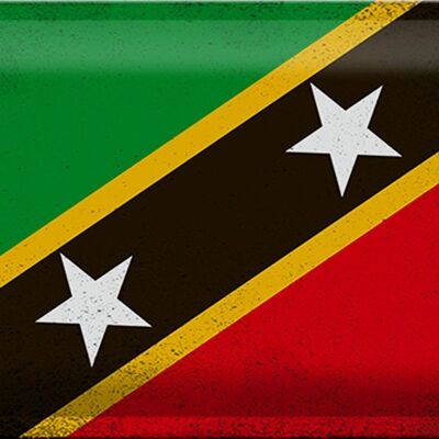 Bandera de cartel de hojalata St. Bandera de Kitts y Nevis 30x20cm Vintage