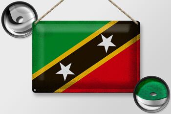 Signe en étain drapeau St. Kitts et Nevis 30x20cm Drapeau Vintage 2