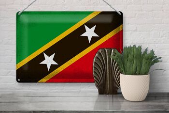 Signe en étain drapeau St. Kitts et Nevis 30x20cm Drapeau Vintage 3