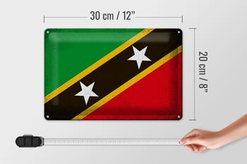 Signe en étain drapeau St. Kitts et Nevis 30x20cm Drapeau Vintage 4