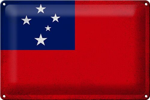 Blechschild Flagge Samoa 30x20cm Flag of Samoa Vintage