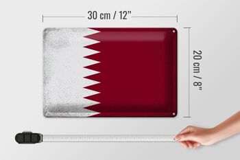 Signe en étain drapeau du Qatar 30x20cm, drapeau du Qatar Vintage 4