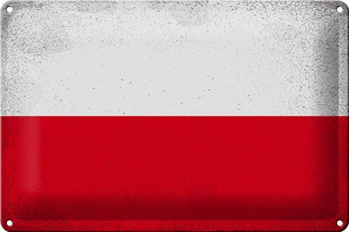 Blechschild Flagge Polen 30x20cm Flag of Poland Vintage