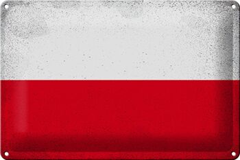 Signe en étain drapeau Pologne 30x20cm drapeau de Pologne Vintage 1