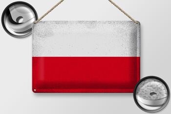 Signe en étain drapeau Pologne 30x20cm drapeau de Pologne Vintage 2