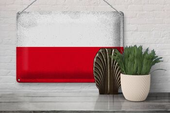 Signe en étain drapeau Pologne 30x20cm drapeau de Pologne Vintage 3