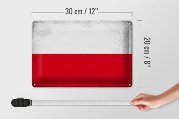 Signe en étain drapeau Pologne 30x20cm drapeau de Pologne Vintage 4