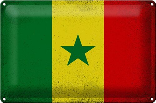 Blechschild Flagge Senegal 30x20cm Flag of Senegal Vintage