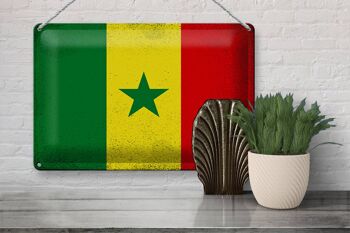 Signe en étain drapeau du Sénégal 30x20cm drapeau du Sénégal Vintage 3