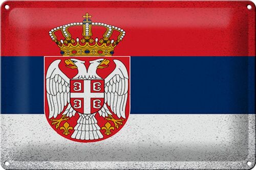 Blechschild Flagge Serbien 30x20cm Flag of Serbia Vintage