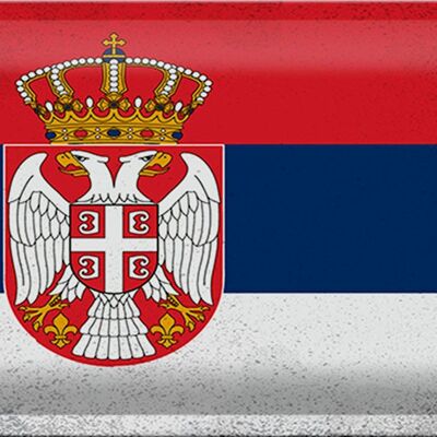 Blechschild Flagge Serbien 30x20cm Flag of Serbia Vintage